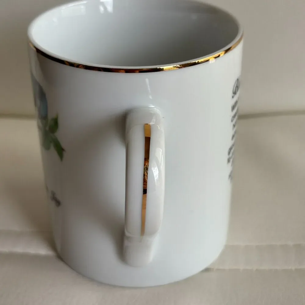 John James Audubon Blue Jay Mug 1985 Porcelain Bird Coffee Tea Cup Gold Trim